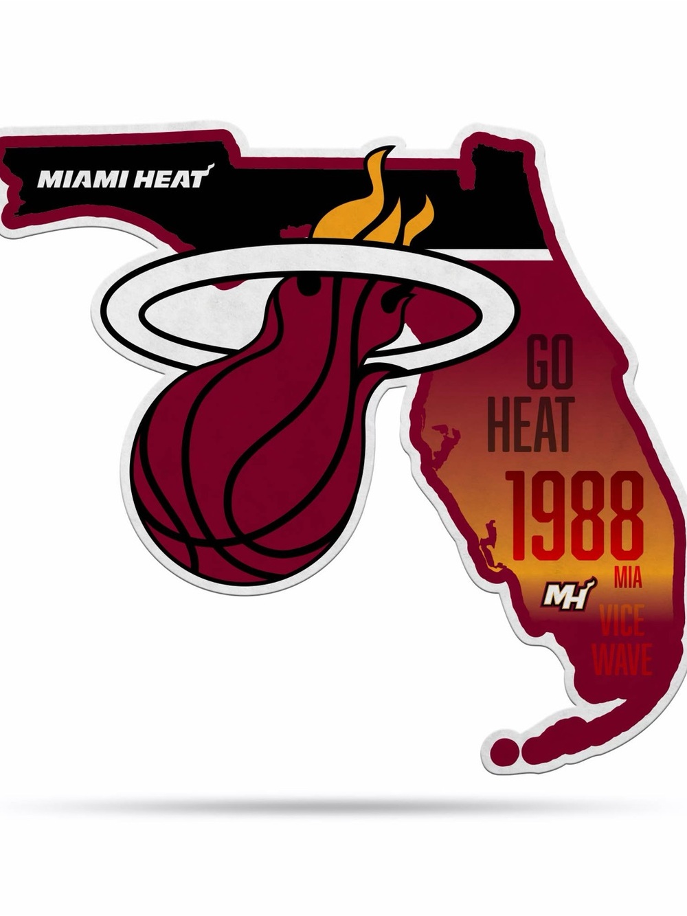 Miami Heat Florida Logo Sticker - Maroon, Black, Gold